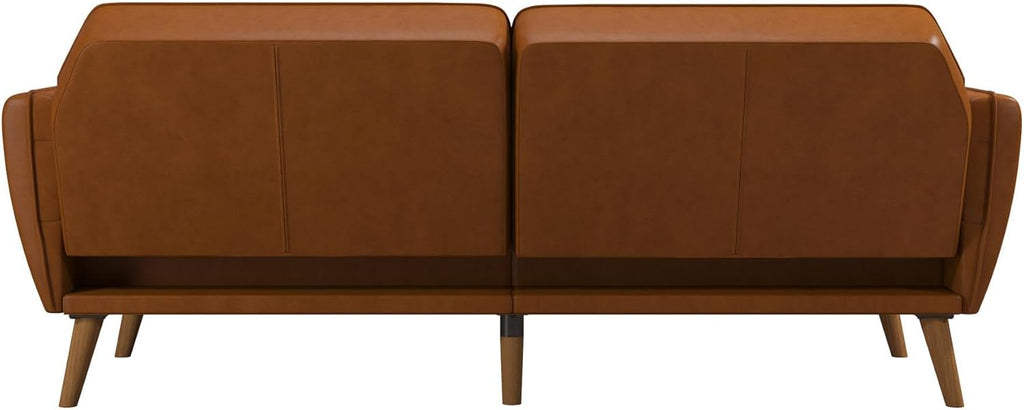 Novogratz Tallulah Memory Foam Futon, Convertible Couch, Camel Faux Leather