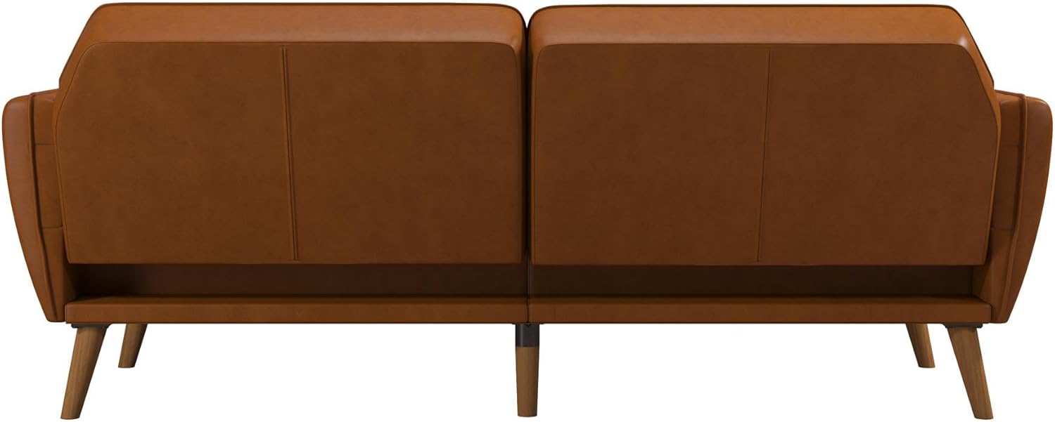 Novogratz Tallulah Memory Foam Futon, Convertible Couch, Camel Faux Leather