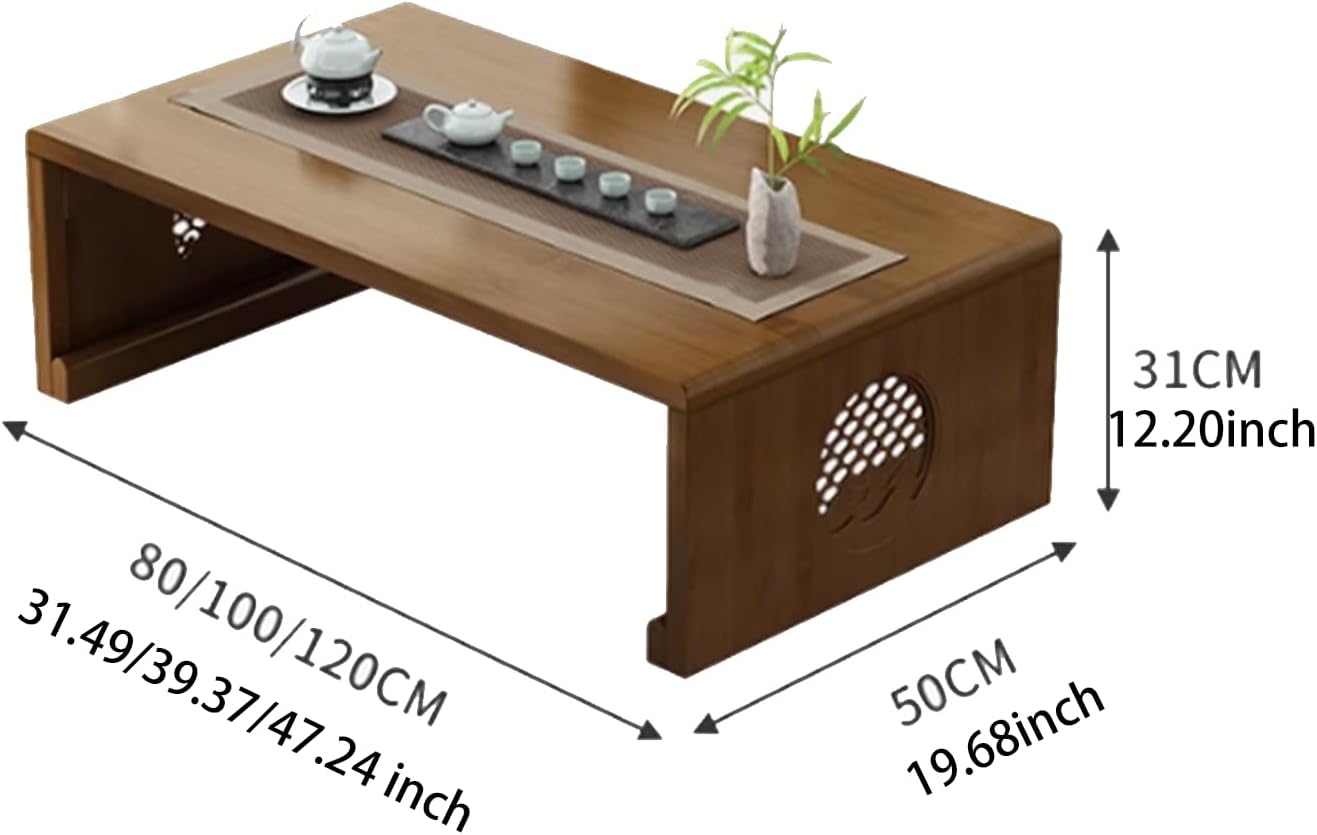 Folding Coffee Table Foldable Japanese Floor Table Low Table for Living Room,Dining Room,Tea,Tatami,Home Decoration (31.49 * 19.68 * 12.2 INCH)