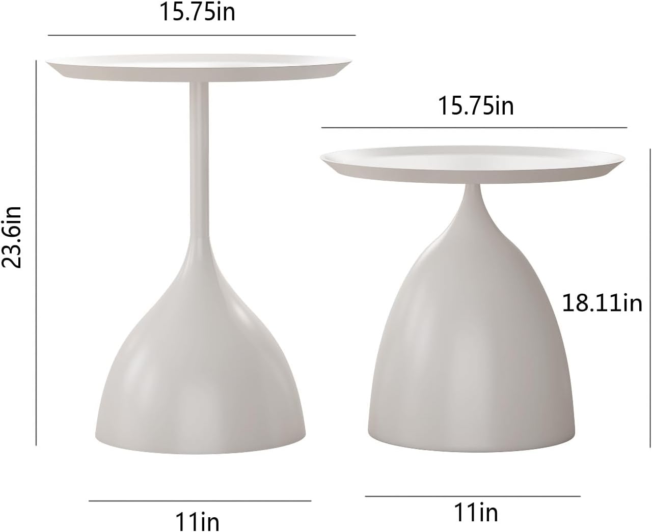 Nesting Tables, White Side Tables, Modern End Tables for Living Room Nesting Coffee Table Set of 2,Console Table Pedestal Tables