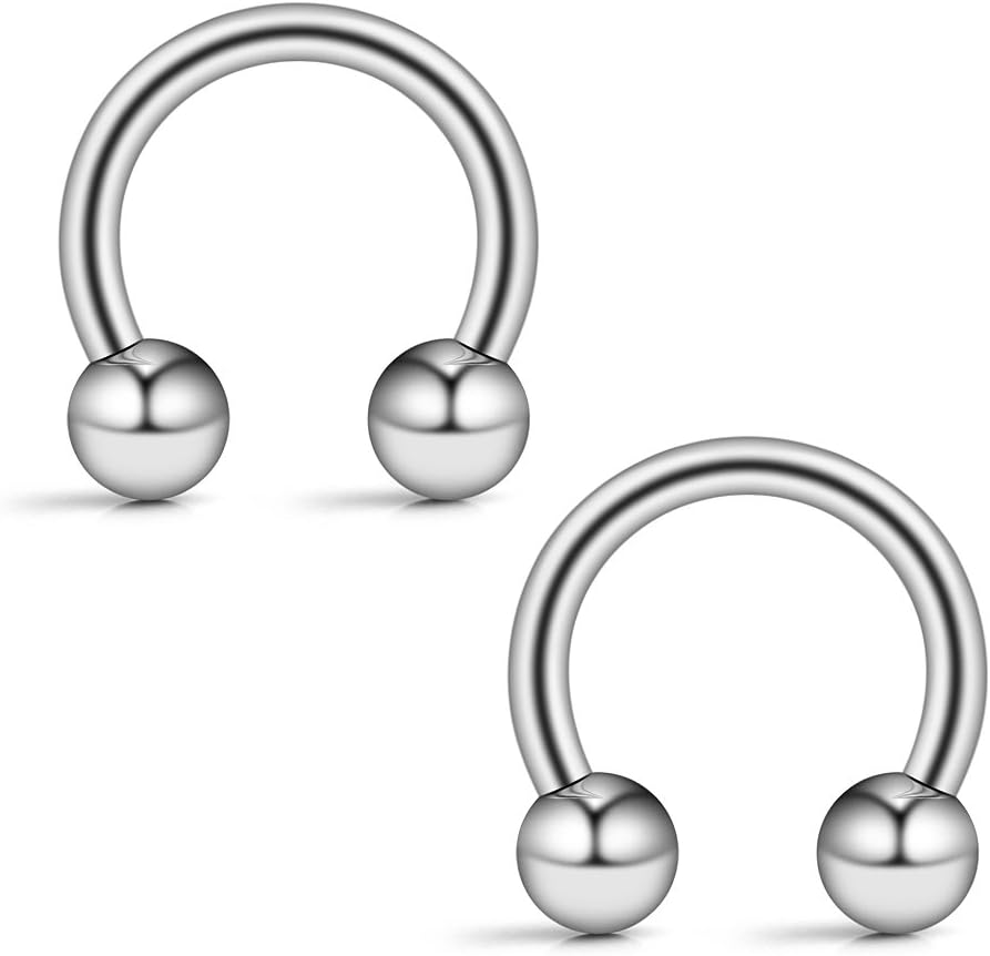 Ruifan 12G Horseshoe Circular Rings Nipple Nose Eyebrow Helix Tragus Cartilage Septum Piercing Jewelry 2-6PCS