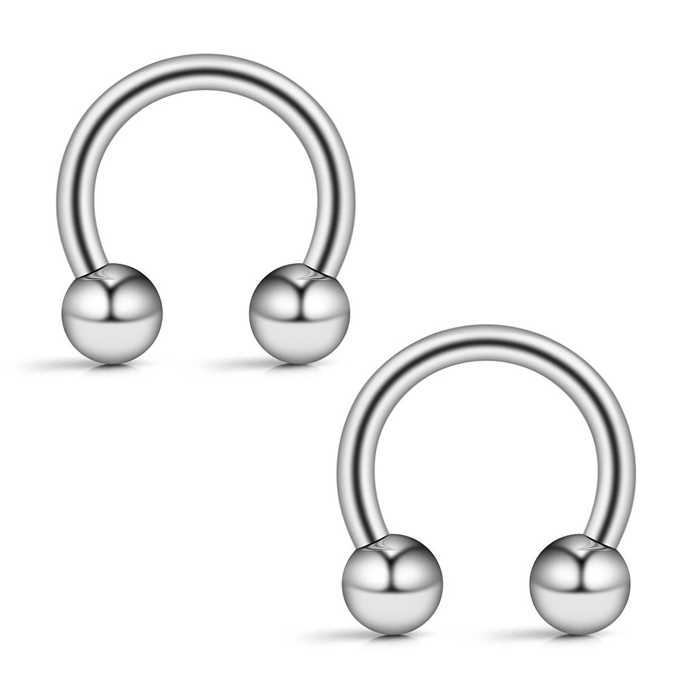 Ruifan 12G Horseshoe Circular Rings Nipple Nose Eyebrow Helix Tragus Cartilage Septum Piercing Jewelry 2-6PCS