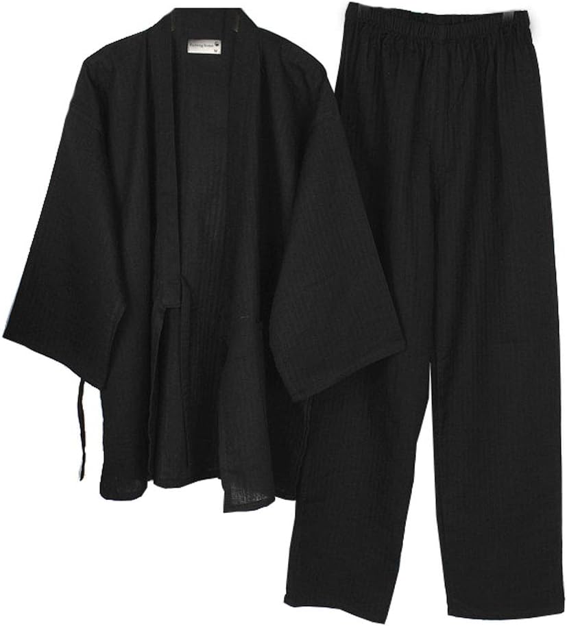 Men's Japanese Kimono Cotton Pajamas Suit