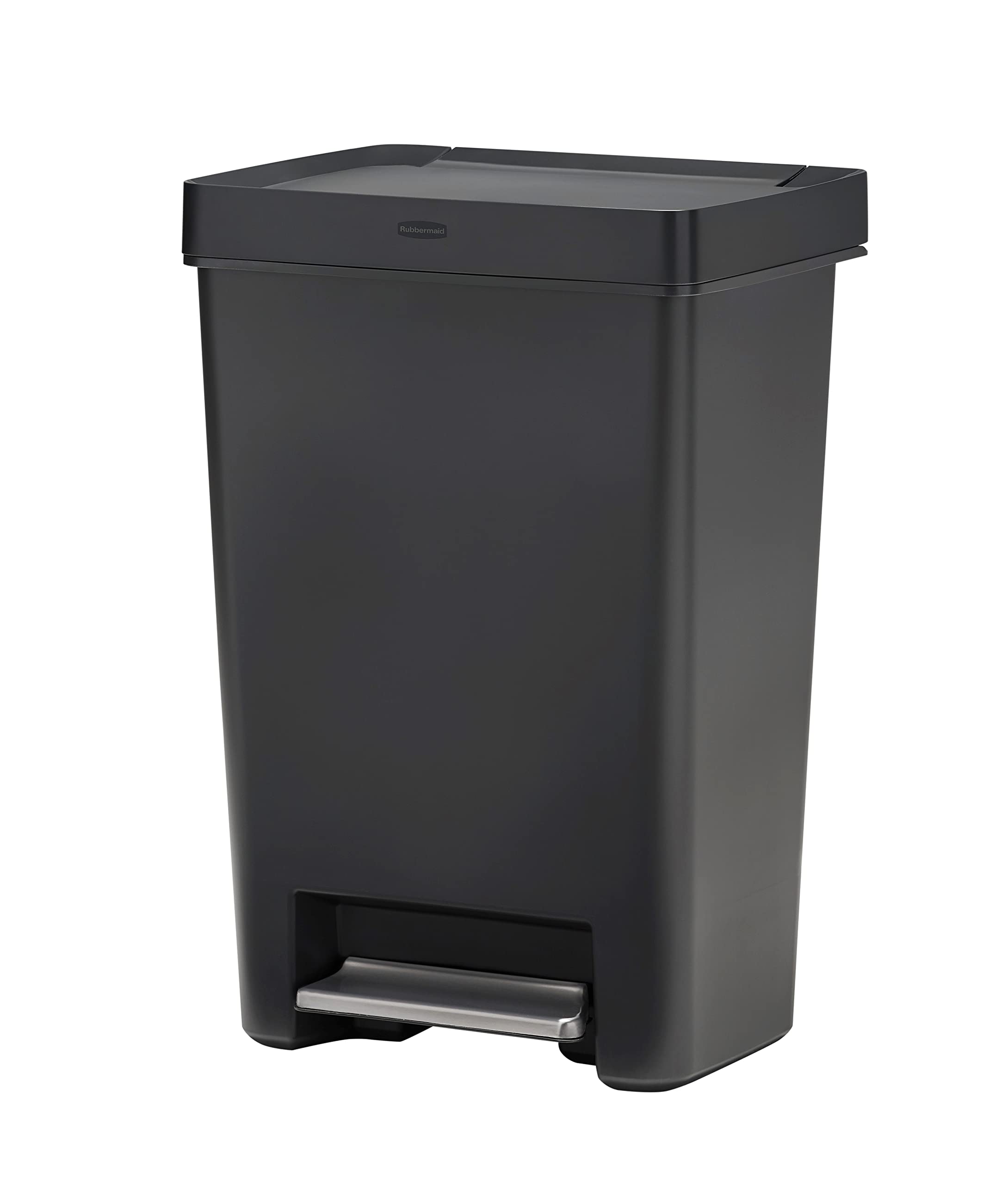Rubbermaid Premier Series III Step-On Trash Can for Home and Kitchen, with Stainless Steel Rim, 12.4 Gallon, Charcoal, for Home/Kitchen/Garage/Apartment/Office