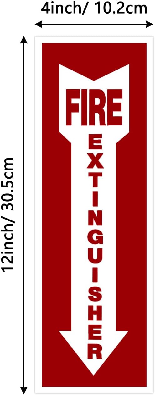 Fire Extinguisher Signs,Safety Sign Sticker glow in the dark 12 Pack 4" X 12" Durable Self Adhesive, Waterproof and UV Protected,for Home, Office or Boat