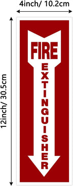 Fire Extinguisher Signs,Safety Sign Sticker glow in the dark 12 Pack 4" X 12" Durable Self Adhesive, Waterproof and UV Protected,for Home, Office or Boat