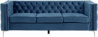 Morden Fort Sofas for Living Room, 85" Blue Chesterfield Sofa with Button Tufted & Nailhead Trim, Classic Velvet Upholstered Sofa for Office, Apartment, Home