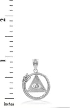Claddagh Gold Solid .925 Sterling Silver Ouroboros Snake The eye Of Horus/Ra All Seeing Eye Pendant Necklace - Choose Pendant Only or Necklace w/ 16”-22” Chain