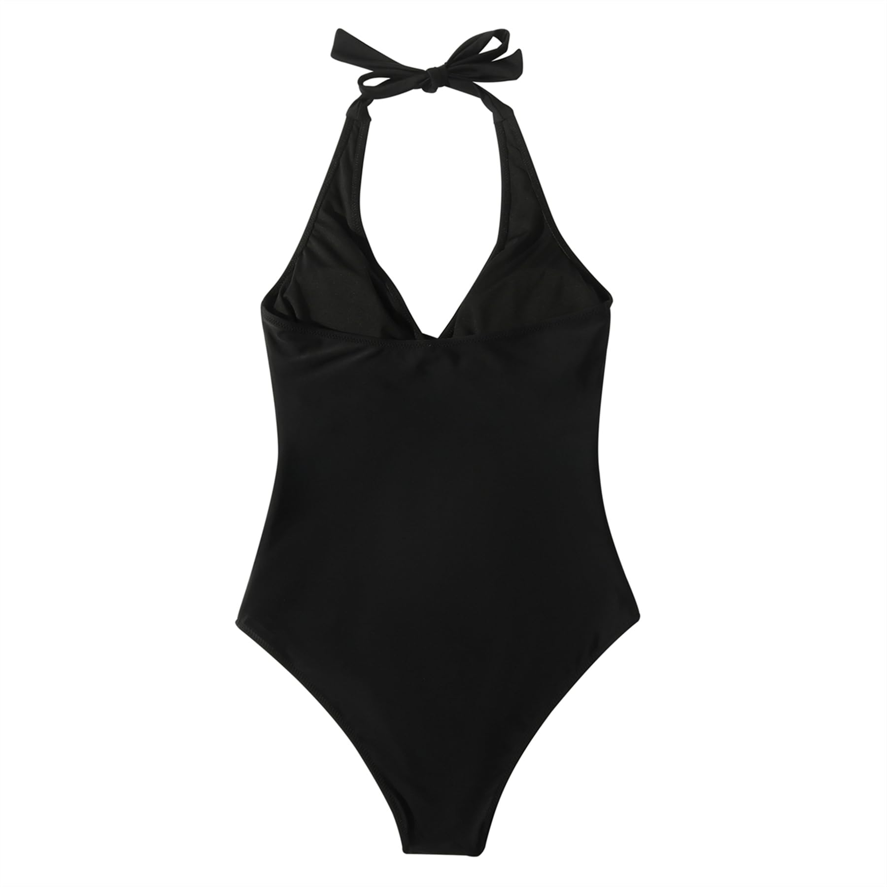 SUUKSESS Women Sexy Tummy Control One Piece Swimsuits Halter Push Up Monokini Bathing Suits (Black, L)