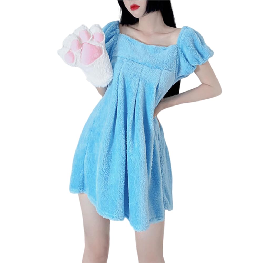 Women's sexy cosplay flannel underwear Japanese anime kawaii cute plush bathrobe pajamas