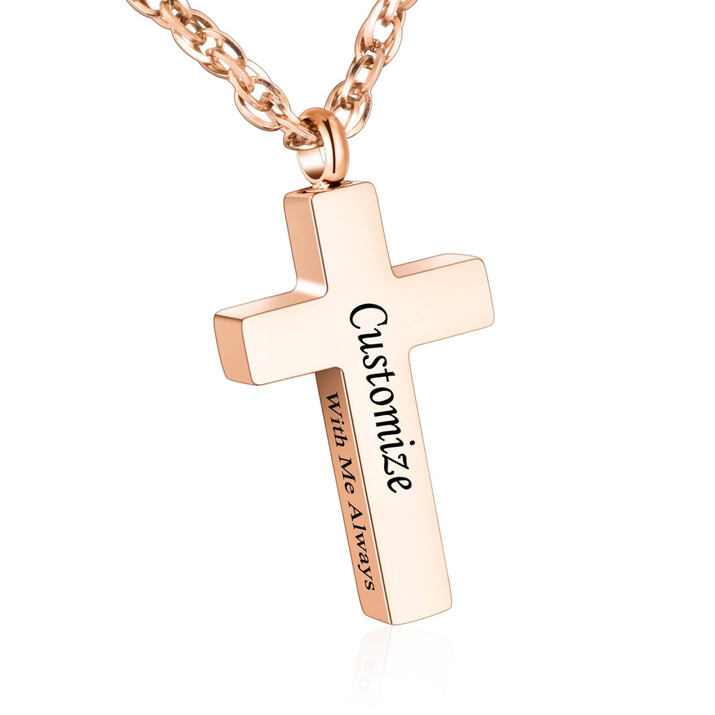 Cremation Cross Necklace for Ashes Stainless Steel Cross Urn Pendant Ashes Holder Memorial Jewelry-With Me Always
