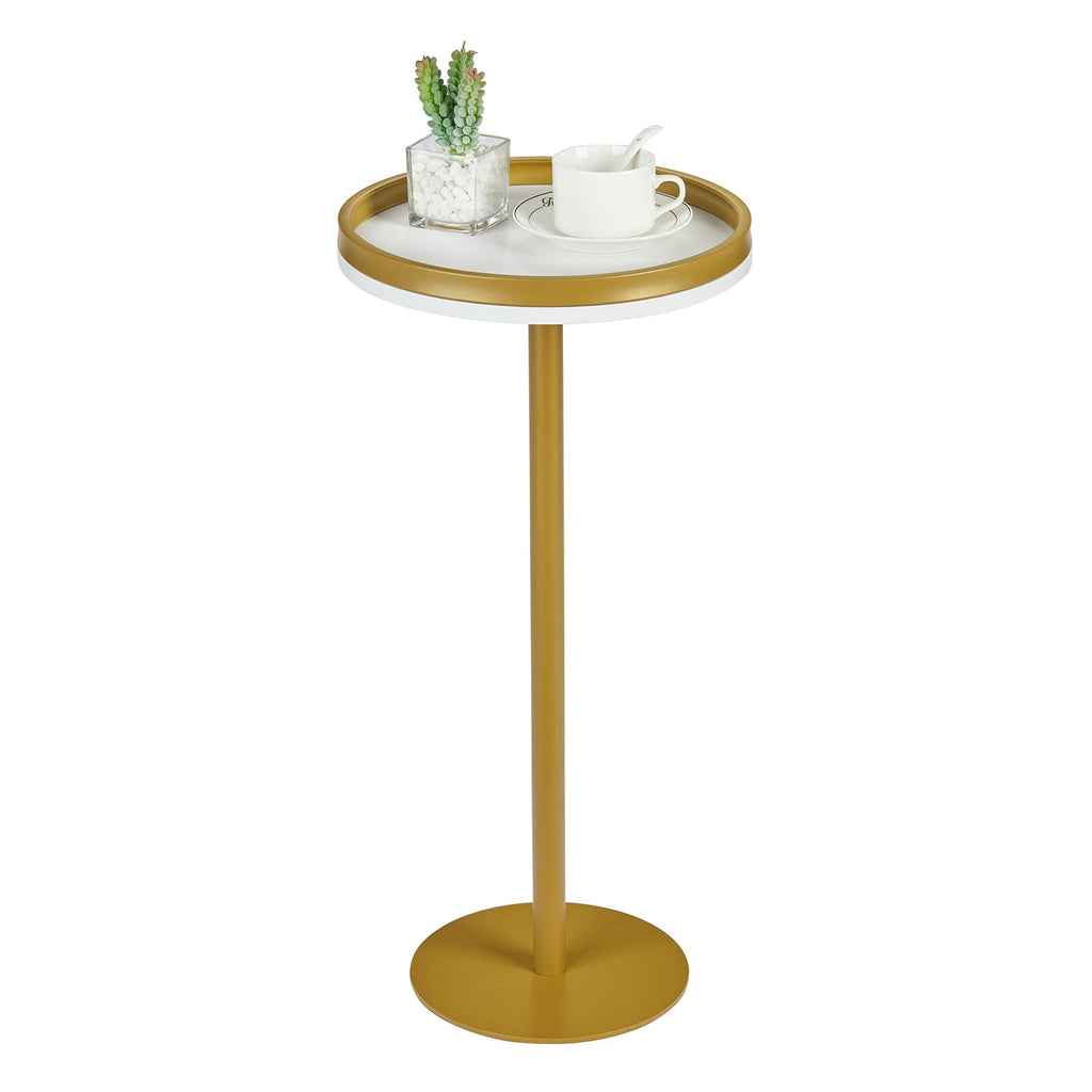 Round Drink Table,Small Pedestal Table,Small Round Side Table for Narrow Spaces,Martini Table for Living Room, Bedroom, Bathroom,Balcony (Rustic Brown)