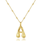 KissYan Bubble Letter Halskette, 14K vergoldet, personalisierter 3D puffiger Ballon-Anhänger mit verstellbarer Perlenkette, zierliches Schmuckgeschenk für Frauen (Gold A)