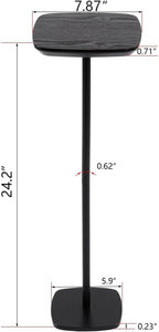 Modern Martini Pedestal Side Table - Small Metal Cocktail Stand for Living Room, Bar, or Small Spaces - Black End Table (Black)