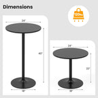 Giantex Two-in-one Bar Table with Detachable Pole, Metal Base, 24" Round Top, 40"/22" Two Convertible Height, Cocktail Table, Coffee Table, Pub Table for Dining Room, Restaurant, Kitchen (1, Black)