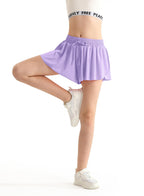 Schmetterlings-Shorts Mädchen Süß Lila mit Tasche Schnell trocknend Athletisch Fließende Röcke für Cheer, Laufen, Fitness Mädchen Shorts Größe 10-12