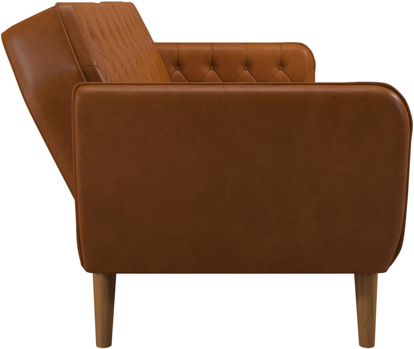 Novogratz Tallulah Memory Foam Futon, Convertible Couch, Camel Faux Leather