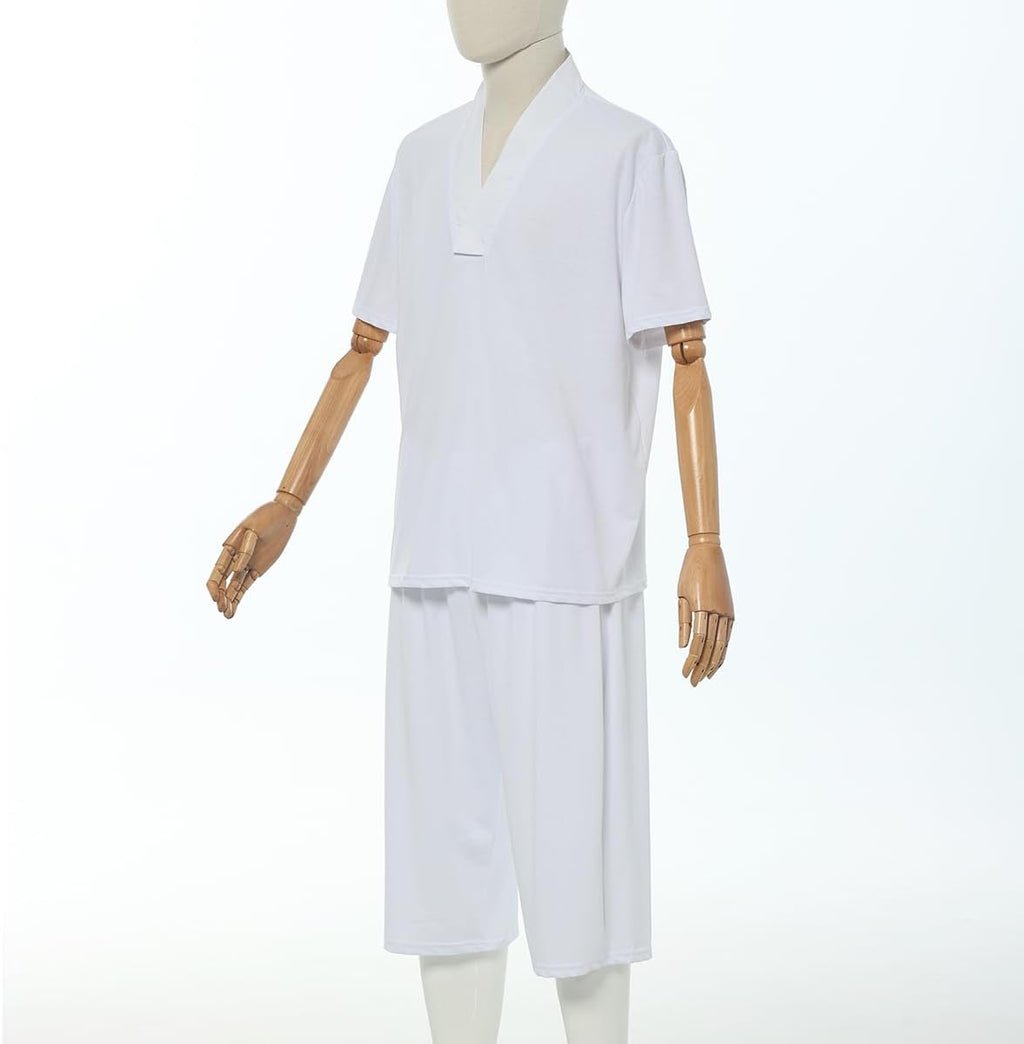GRACEART Men's Japanese Kimono Underwear 1 Set (Hadajuban Shirt with Collar/Steteko Pants)