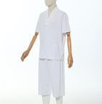 GRACEART Men's Japanese Kimono Underwear 1 Set (Hadajuban Shirt with Collar/Steteko Pants)