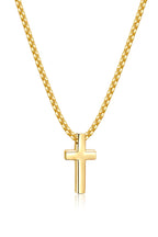Fiusem Cross Necklace for Men, Silver/Gold/Black Mens Cross Necklaces with 2.5mm Cross Chain and Stainless Steel Cross Pendant, Box Chain 16-24 Inch