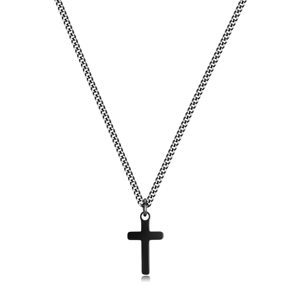 Joxevyia Cross Necklace for 14K Gold Filled Stainless Steel Small Cross Pendant with Cuban Chain Necklace Simple Faith Jewelry Christmas Gift for Men Women 16-24 Inches