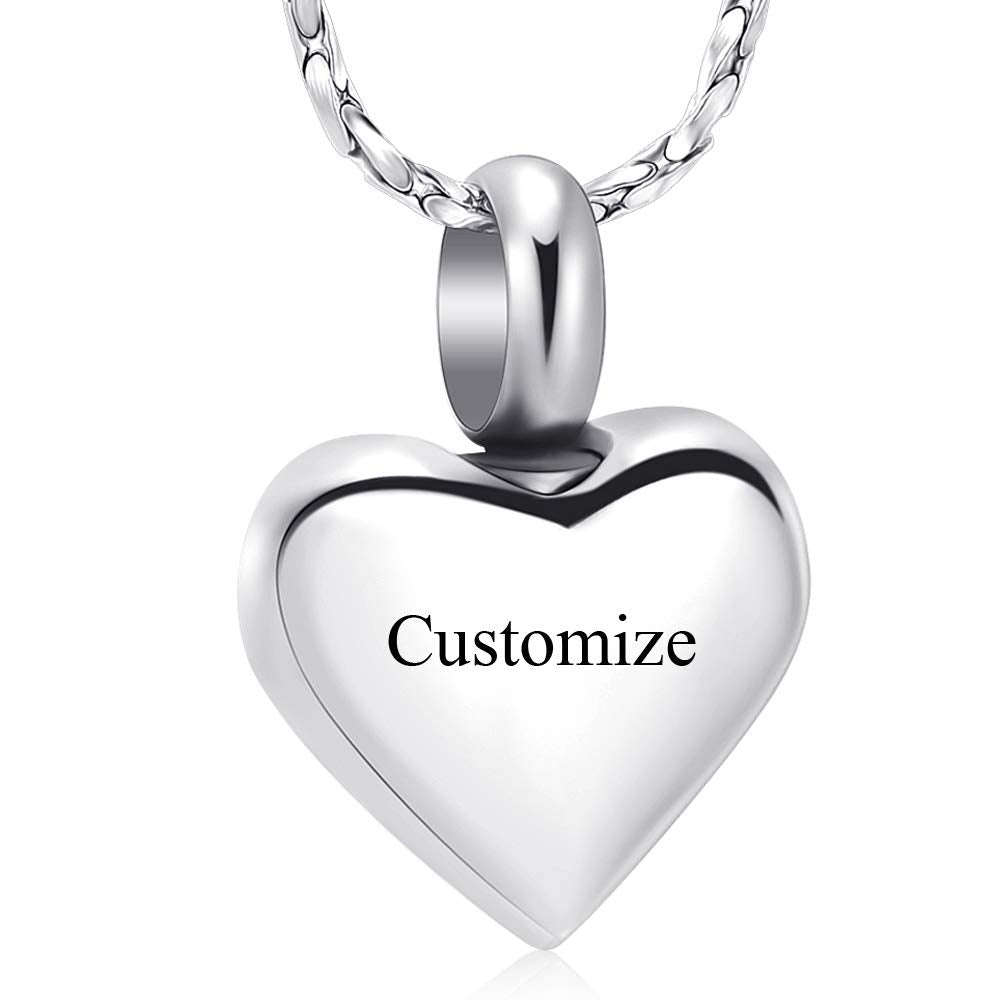 Imrsanl Small Heart Cremation Urn Necklace for Ashes Stainless Steel Memorial Ash Pendant Keepsake Jewelry