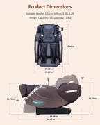 RELX 2025 Massage Chair Full Body, Zero Gravity SL-Track Shiatsu Massage Chair Built-in Heat System, Airbag Massage, with Body Scan, Deep Yoga Stretch, Calfrest Extension and AI Control(Brown)