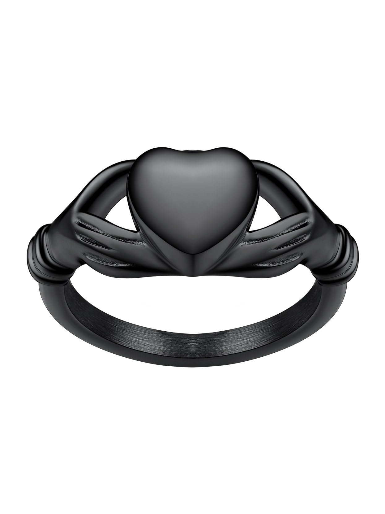 Stainless Steel Heart/Claddagh Cremation Urn Ring for Ashes for Women Waterproof Locket Rings Memorial Jewelry(with Gift Box)