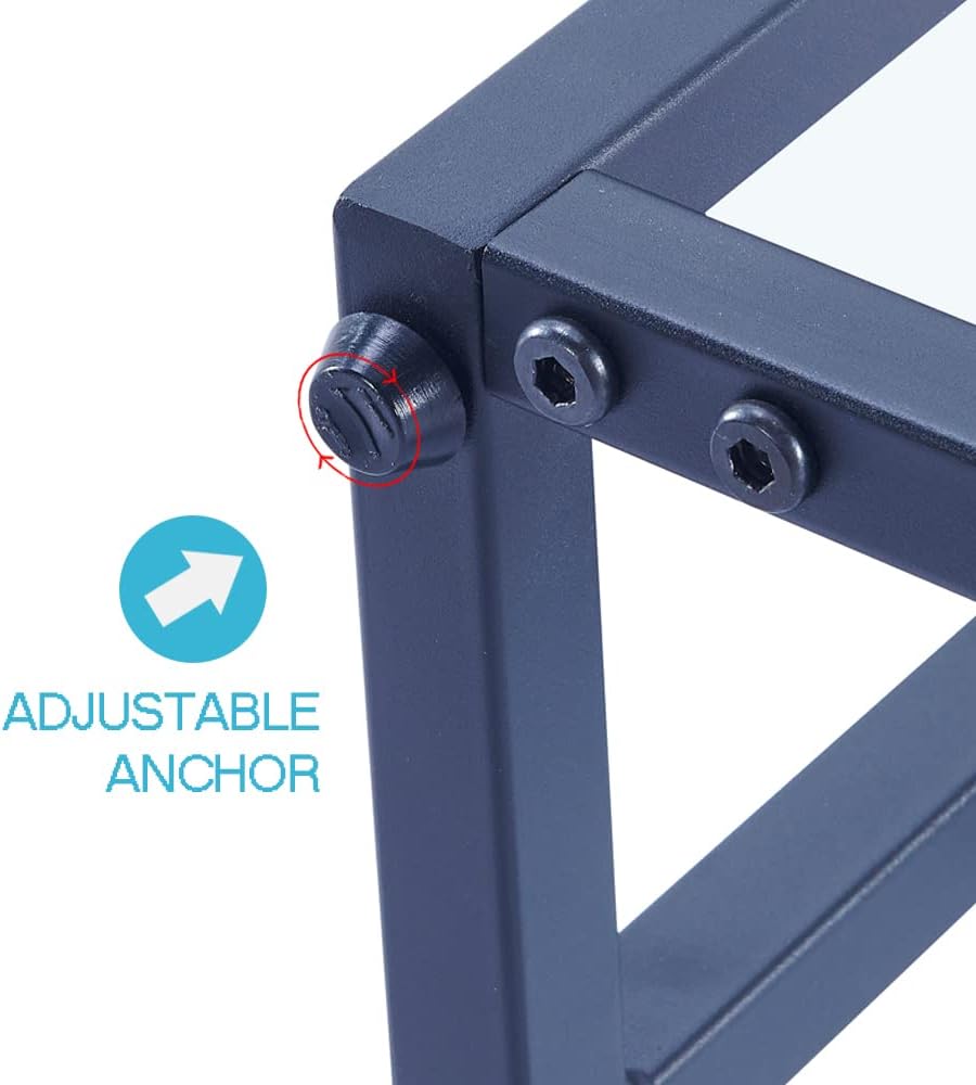 Black Metal Glass Coffee Table - Simple Center Coffee Table for Living Room Home, Metal Frame Coffee Table with 2 Shelves,Modern Table for Bedroom, Dinning Room,Office Decor