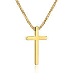 M MOOHAM Cross Necklace for Men, Silver Black Gold Stainless Steel Plain Cross Pendant Necklace for Men Box Chain 16-30 Inch