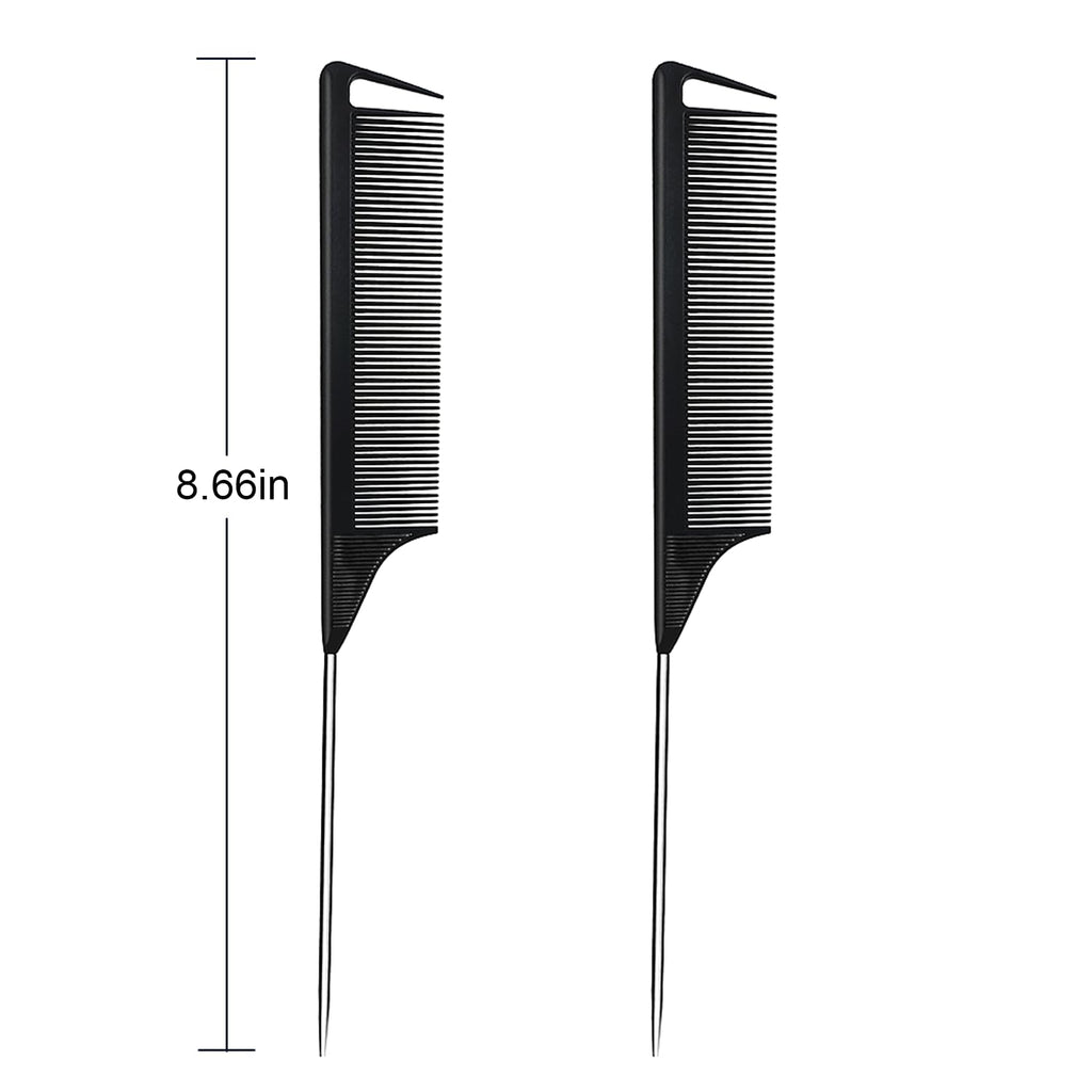 Metal Carbon Parting Combs for Women, Girls - 20 PCS for Curly, Braiding, Styling Hair (Black)