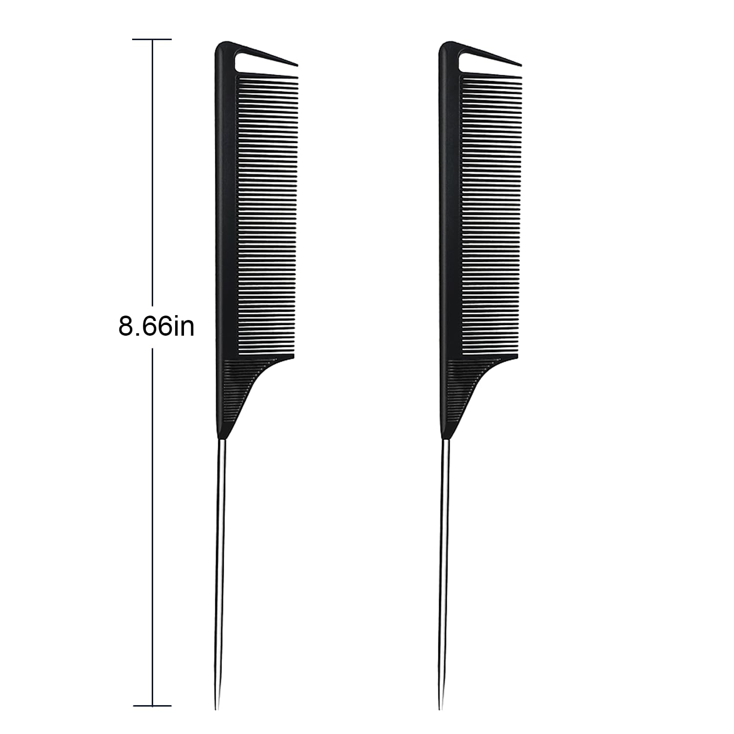 Metal Carbon Parting Combs for Women, Girls - 20 PCS for Curly, Braiding, Styling Hair (Black)