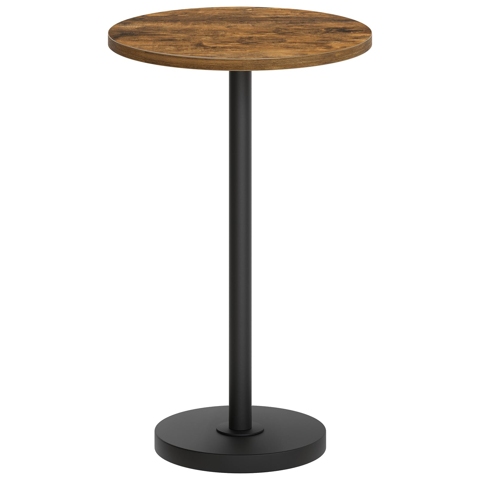 Round Side Table, Tall Drink End Table for Small Spaces, Pedestal Style Martini Side Table in Living Room, Bedroom, Dormitory, Marble Black and Black ET30BM