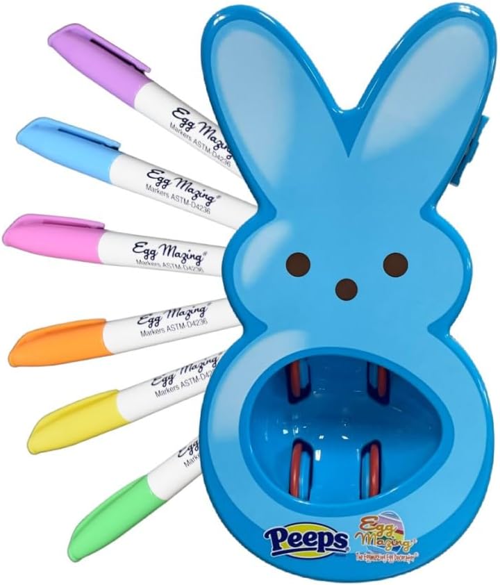 Eggmazing Egg Decorator - Peeps Bunny - Arts and Craft Set Includes 6 Colorful Quick Drying, Non-Toxic Markers (Blue), Ages 3 and Up