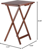 Winsome Alex Snack Table Set with Stand, for Living Room, 26", Walnut, Set of 4 Tables