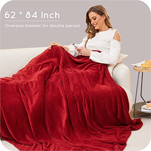 DUODUO Heated Electric Blanket 72"x84" Full Size Warm Coral Fleece with 4 Heat Settings & 10 Hours Auto Shut Off Overheating Protectsion - Grey