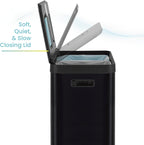 Home Zone Living 19 Gallon Kitchen Trash Can with Dual Compartments for Recycling, CleanAura Odor Control, Stainless Steel, Matte Black, 70 Liters Total