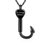 abooxiu Fishing Hook Urn Necklace for Ashes Fish Hook Stainless Steel Cremation Jewelry Memorial Pendant Keepsake for Men