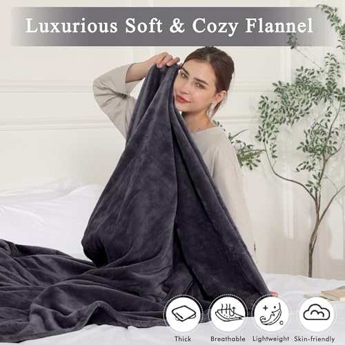 Heated Blanket Electric Blanket Full Size, Super Soft Cozy Upgraded Flannel Heating Blanket with 6 Heating Levels & 1-10 Hours Auto Off, Fast Heating & Overheat Protection, 72" x 84", Dark Gray