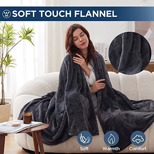 Manta eléctrica Westinghouse tamaño Queen, franela súper suave y acogedora 84" x 90" manta calefactable con 10 niveles de calentamiento rápido y apagado automático de 1-12 horas, lavable a máquina, certificación ETL y FCC, beige