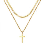 Ursteel Layered Cross Necklace for Men - 18K Gold Silver Black Cross Necklaces Chain for Men, Layered Rope Chain Cross Necklace for Men 16 18 20 22 24 Inch