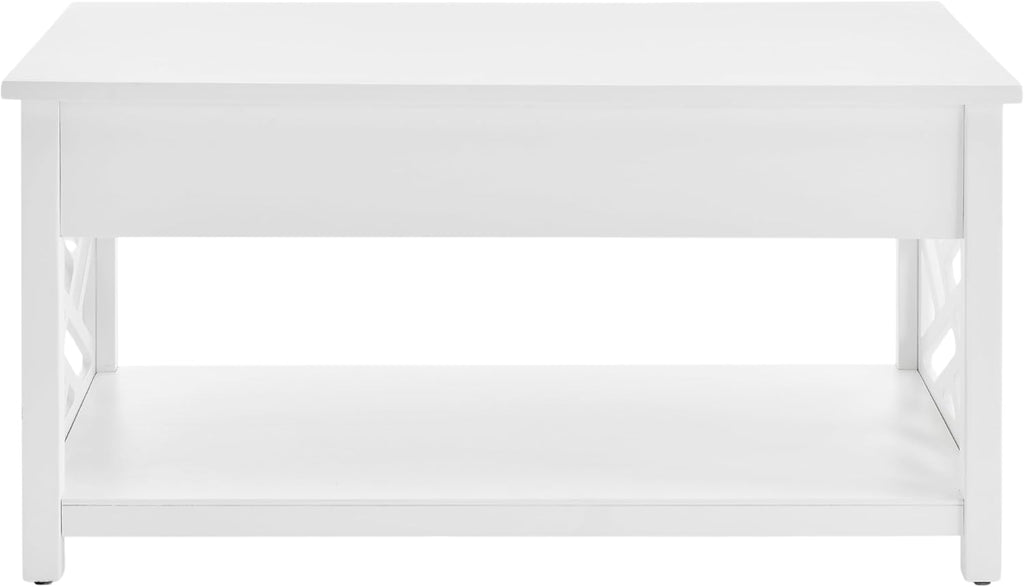 Coventry 36-Inch White Wood Coffee Table with Drawer & Open Shelf – Modern Accent Furniture for Living Room Storage & Décor by Alaterre Furniture