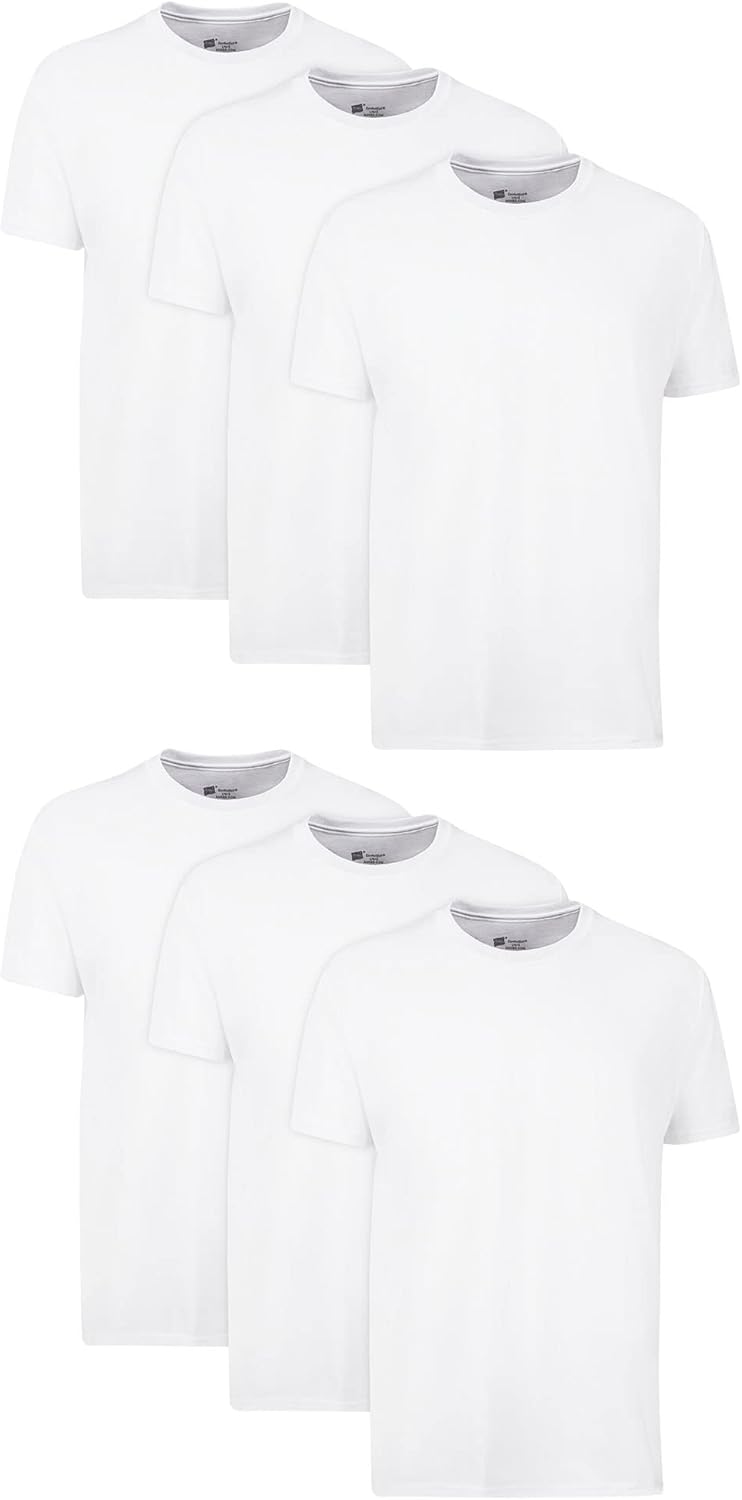 Hanes Men's Cotton, Moisture-Wicking Crew Tee Undershirts, Multi-Packs Available