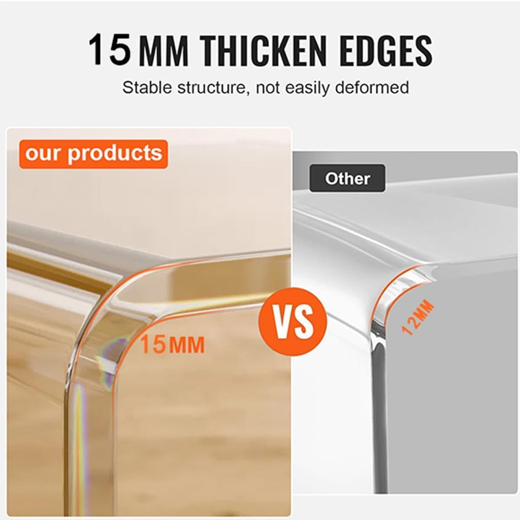 Acrylic Thick Coffee Table for Living Room. 34" Modern Minimalist Rectangular and Clear End Table.Easy to Clean and Safe Rounded Edges (16.9" D x 34.6" W x 14.6" H)