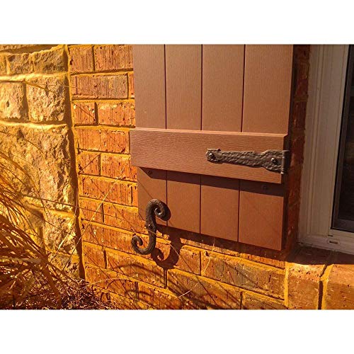 Ekena Millwork Lifetime Vinyl LJ4S14X04300BL Standard Four Board Joined, Board-n-Batten Vinyl Shutters, w/Installation Shutter-Lok's & Matching Screws (Per Pair), 14"W x 43"H, Black