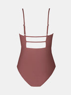 CUPSHE Women Swimsuit One Piece Bathing Suit Square Neck Cutout Back Tummy Control with Adjustable Spaghetti Straps, S