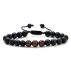 M MOOHAM Natural Stone Bracelets for Men - 8mm Tiger Eye, Matte Agate, Lava Rock - Teen Boys Gifts for Birthday, Anniversary, Christmas