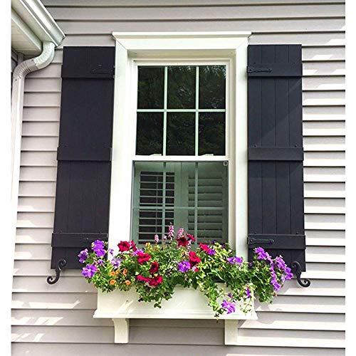 Ekena Millwork Lifetime Vinyl LJ4S14X05500BL Standard Four Board Joined, Board-n-Batten Vinyl Shutters, w/Installation Shutter-Lok's & Matching Screws (Per Pair), 14"W x 55"H, Black