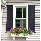 Ekena Millwork Lifetime Vinyl LJ4S14X04300BL Standard Four Board Joined, Board-n-Batten Vinyl Shutters, w/Installation Shutter-Lok's & Matching Screws (Per Pair), 14"W x 43"H, Black