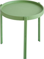 Stackable Nesting Plastic Coffee Table with Metal Legs, Outdoor End Table Set, Colorful Nightstands, Color Fun Living, Beding, Patio Table Sets, Quick Assembly, Set of 3, (Yellow, White, Green)